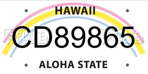 CD89865 Hawaii License Plate