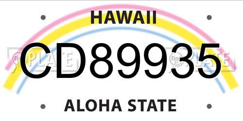 CD89935 Hawaii License Plate