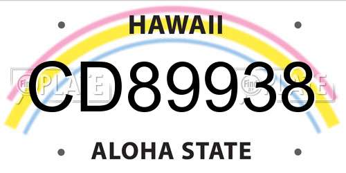CD89938 Hawaii License Plate
