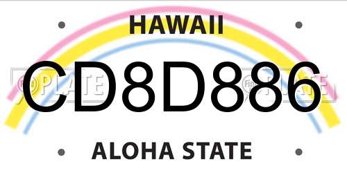 CD8D886 Hawaii License Plate