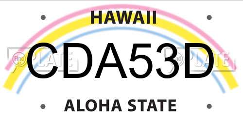 CDA53D Hawaii License Plate