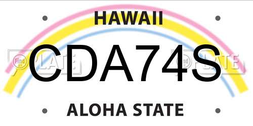 CDA74S Hawaii License Plate