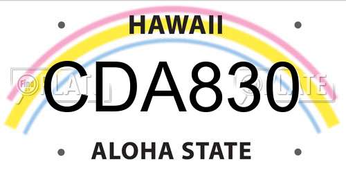 CDA830 Hawaii License Plate