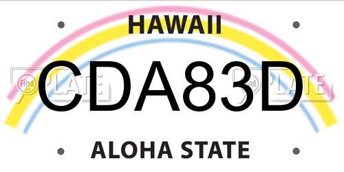 CDA83D Hawaii License Plate