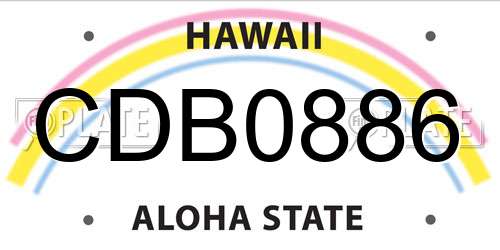 CDB0886 Hawaii License Plate