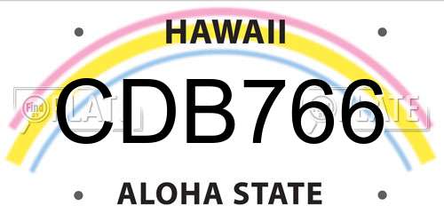 CDB766 Hawaii License Plate