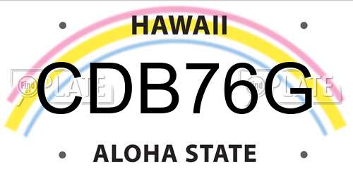 CDB76G Hawaii License Plate