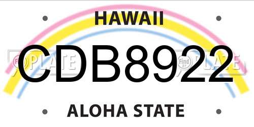 CDB8922 Hawaii License Plate