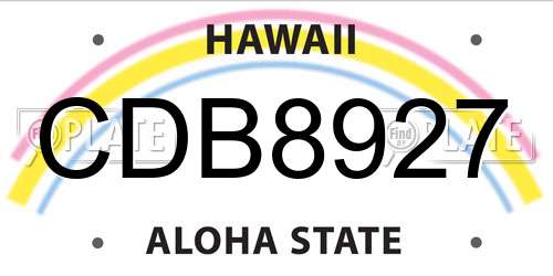 CDB8927 Hawaii License Plate