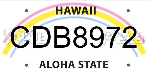 CDB8972 Hawaii License Plate