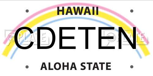 CDETEN Hawaii License Plate