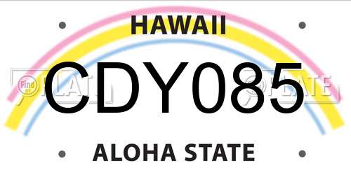 CDY085 Hawaii License Plate