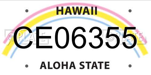 CE06355 Hawaii License Plate