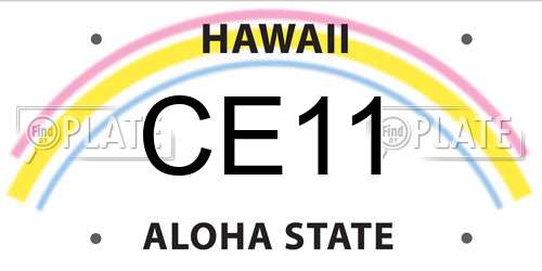 CE11 Hawaii License Plate