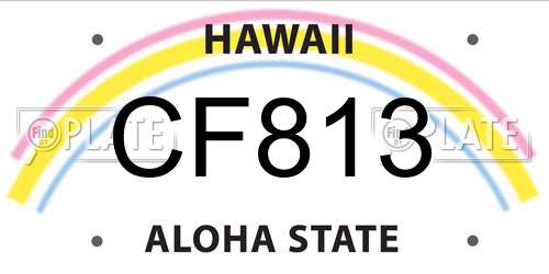 CF813 Hawaii License Plate