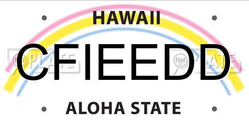 CFIEEDD Hawaii License Plate