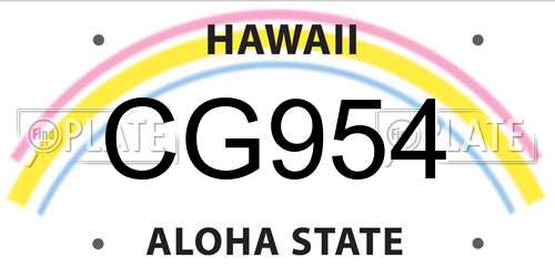 CG954 Hawaii License Plate