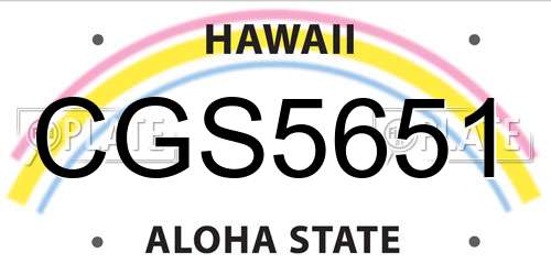 CGS5651 Hawaii License Plate