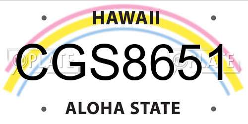 CGS8651 Hawaii License Plate