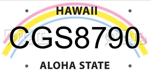 CGS8790 Hawaii License Plate