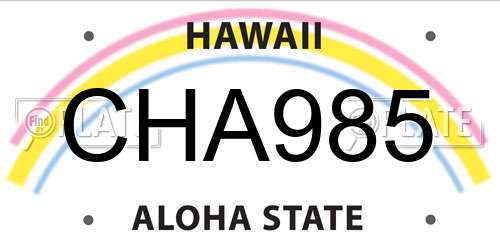 CHA985 Hawaii License Plate