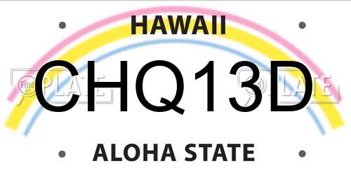 CHQ13D Hawaii License Plate