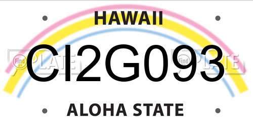 CI2G093 Hawaii License Plate