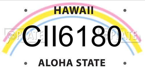 CII6180 Hawaii License Plate