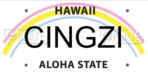 CINGZI Hawaii License Plate