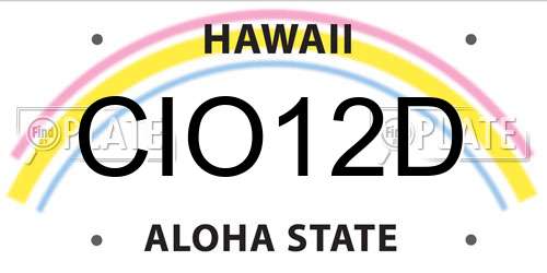 CIO12D Hawaii License Plate