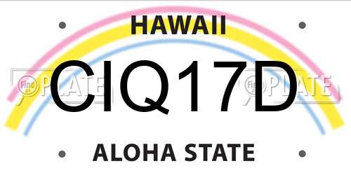 CIQ17D Hawaii License Plate