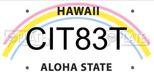 CIT83T Hawaii License Plate