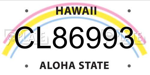 CL86993 Hawaii License Plate
