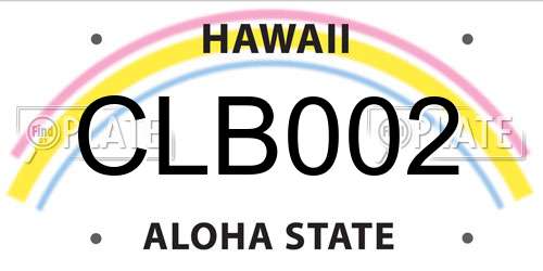 CLB002 Hawaii License Plate
