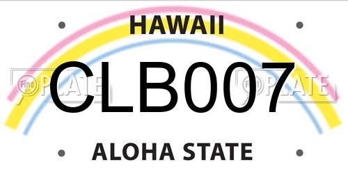 CLB007 Hawaii License Plate
