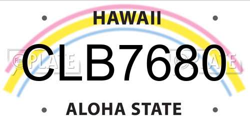 CLB7680 Hawaii License Plate