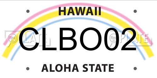 CLBO02 Hawaii License Plate