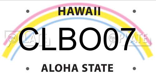 CLBO07 Hawaii License Plate
