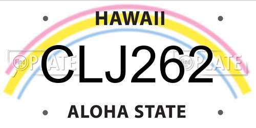 CLJ262 Hawaii License Plate