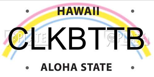 CLKBTTB Hawaii License Plate