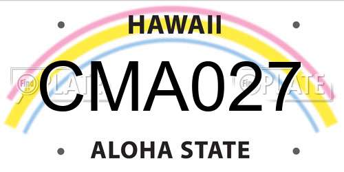CMA027 Hawaii License Plate