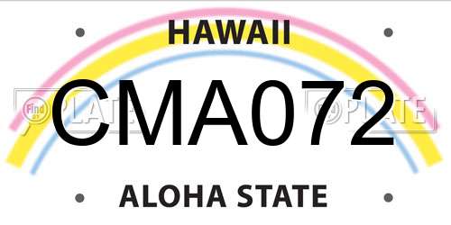 CMA072 Hawaii License Plate