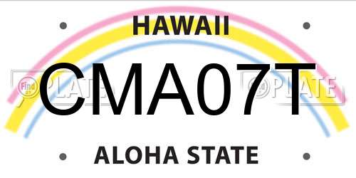 CMA07T Hawaii License Plate