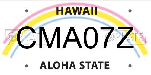 CMA07Z Hawaii License Plate