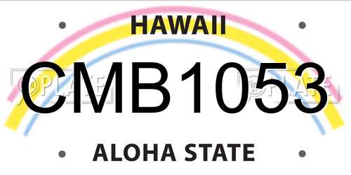 CMB1053 Hawaii License Plate