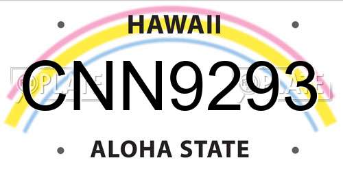 CNN9293 Hawaii License Plate