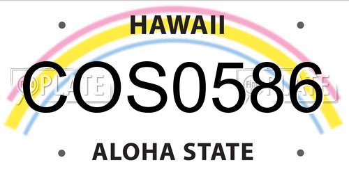 COS0586 Hawaii License Plate
