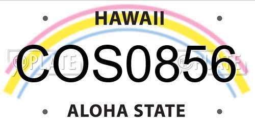 COS0856 Hawaii License Plate