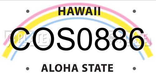 COS0886 Hawaii License Plate