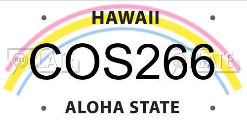 COS266 Hawaii License Plate